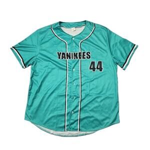 Yankees Jersey #44 Ashia Teal Button-Up Baseball Shirt Men’s XL Sports